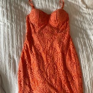 Coral, lace bebe dress size small